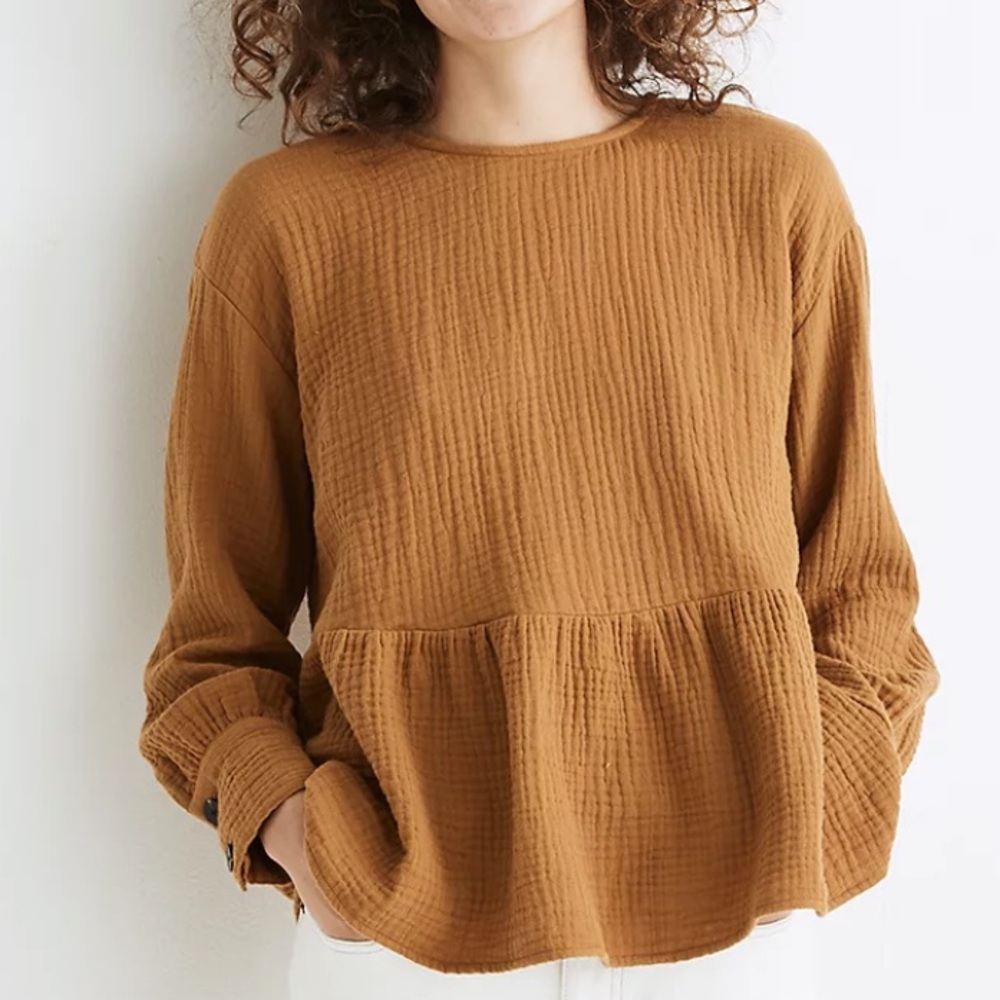 Madewell Brown Textured Blouse